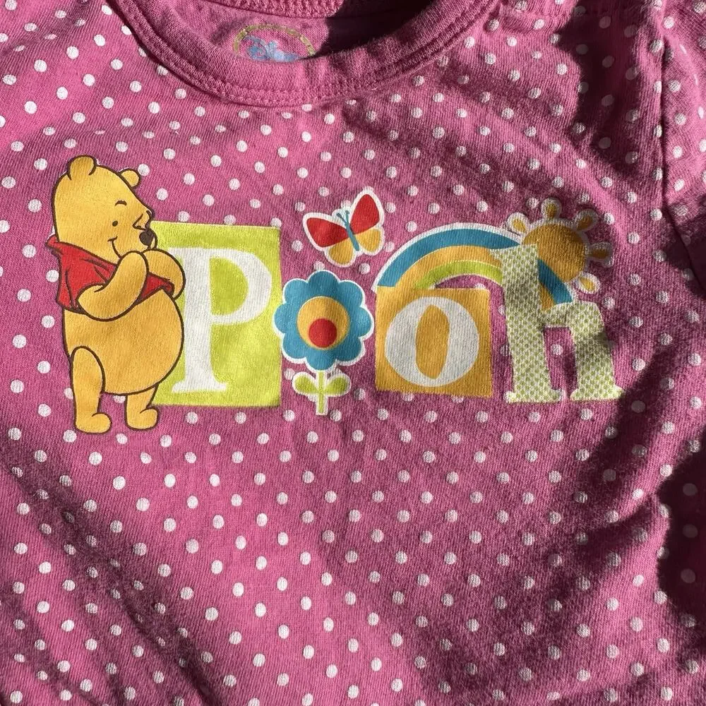 Vintage Y2K Winnie the Pooh Baby Size 18 Months One Piece‎ Romper Pink Polka Dot